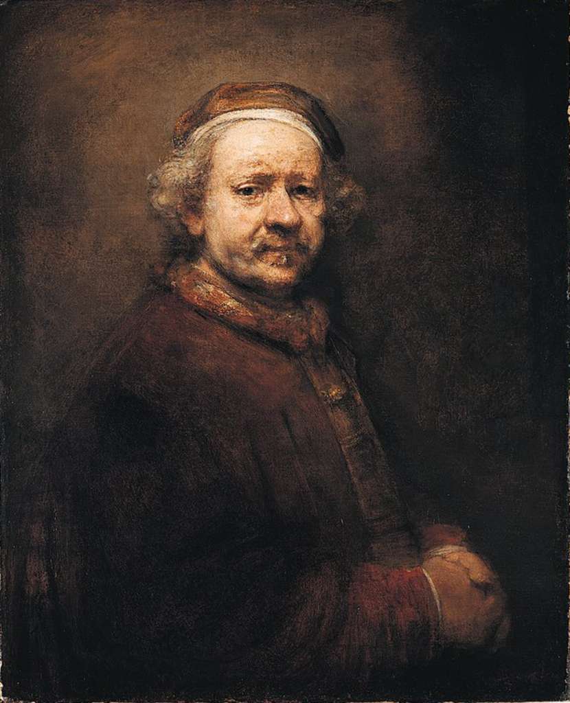 London National Gallery Next 20 09 Rembrandt - Self Portrait at the Age of 63 Rembrandt - Self Portrait at the Age of 63, 1669, 86 x 71 cm. This work was painted in the final year of Rembrandt's life and is one of his last pictures. He died on October 4, 1669 and was buried in the Westerkerk in Amsterdam.  Rembrandt painted more self portraits than any other artist of the 17th century. In this picture, the artist wears a deep red coat and a beret, his hands clasped before him.